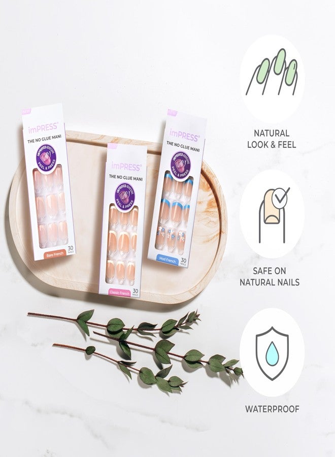 Impress KISS imPRESS No Glue Mani Press On Nails, French, 'Glimpse', White, Medium Size, Coffin Shape, Includes 30 Nails, Prep Pad, Instructions Sheet, 1 Manicure Stick, 1 Mini File - Image 4